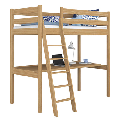 Lit mezzanine avec bureau en chêne chêne naturel – chambre d'enfant, scandinave Nizio