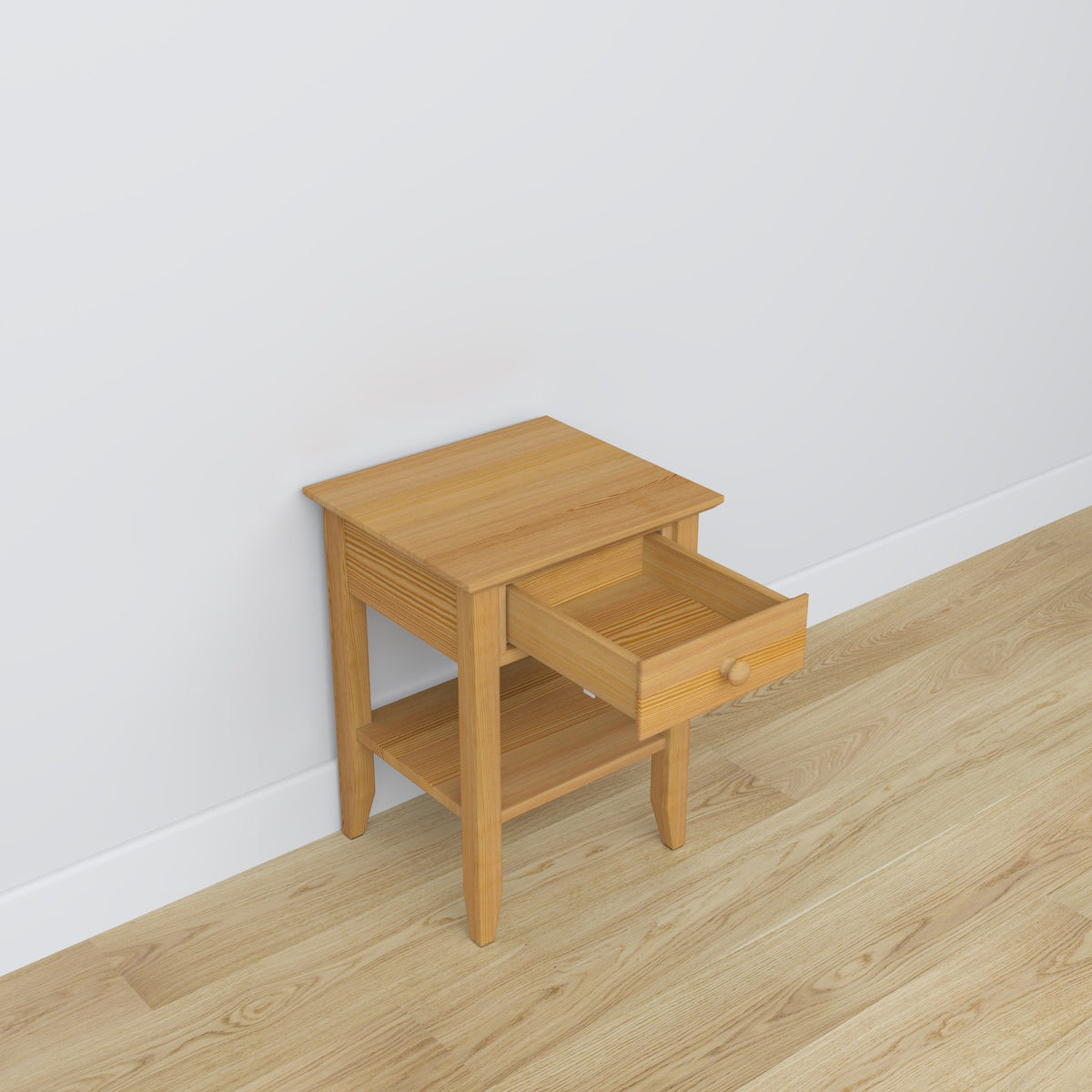 Bedside table N01 pine natural pine – open drawer, bedside storage compartment