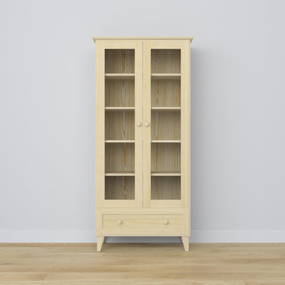 Display cabinet with drawer pine clear pine 90 cm – living room, Scandinavian style Nizio