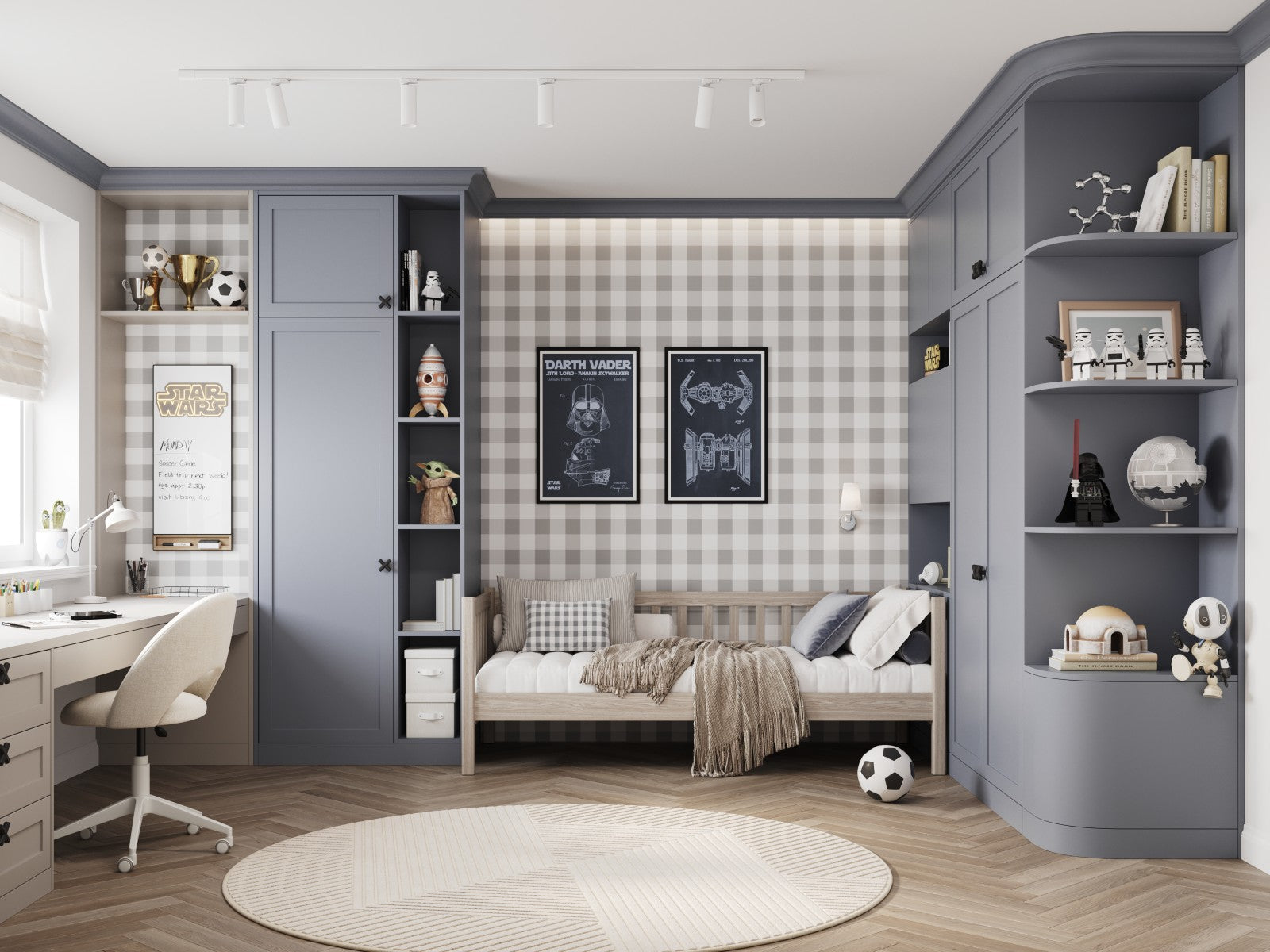 Sofa-lit chêne blanchi dans la chambre d'enfant – décoration scandinave, en chêne