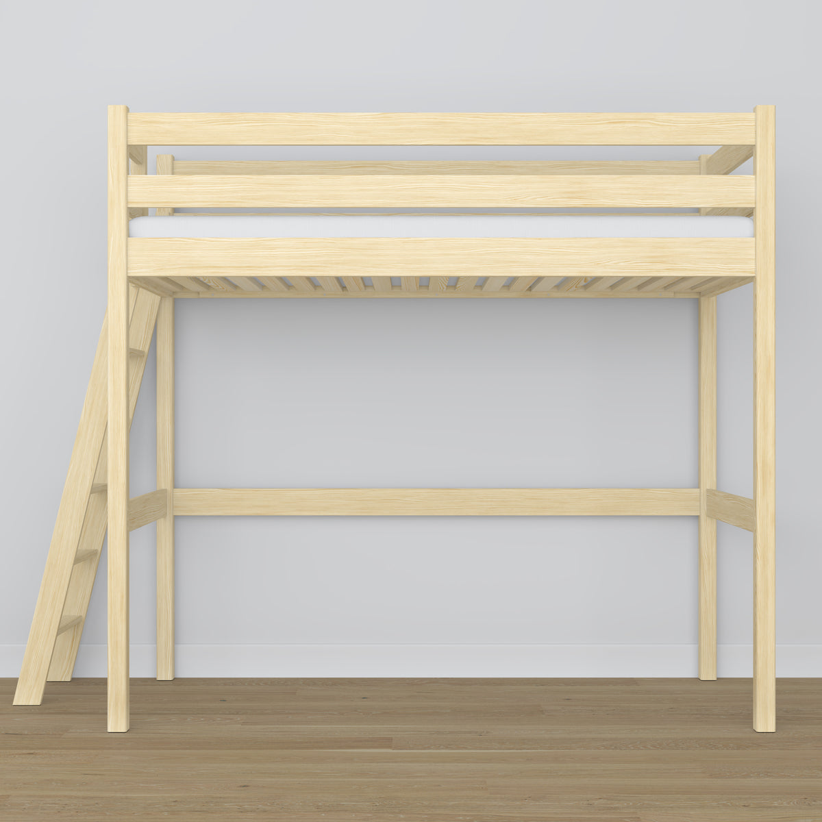 Lit mezzanine pin incolore – échelle i barrière en bois, Nizio Home