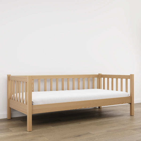 Sofa-lit pin naturel – barrière latérale en bois, sécurité pour les enfants