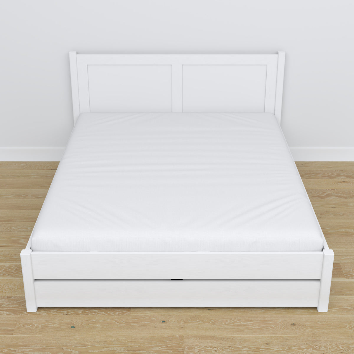 Lit double avec tiroir en bois blanc – capacité i fonctionnalité