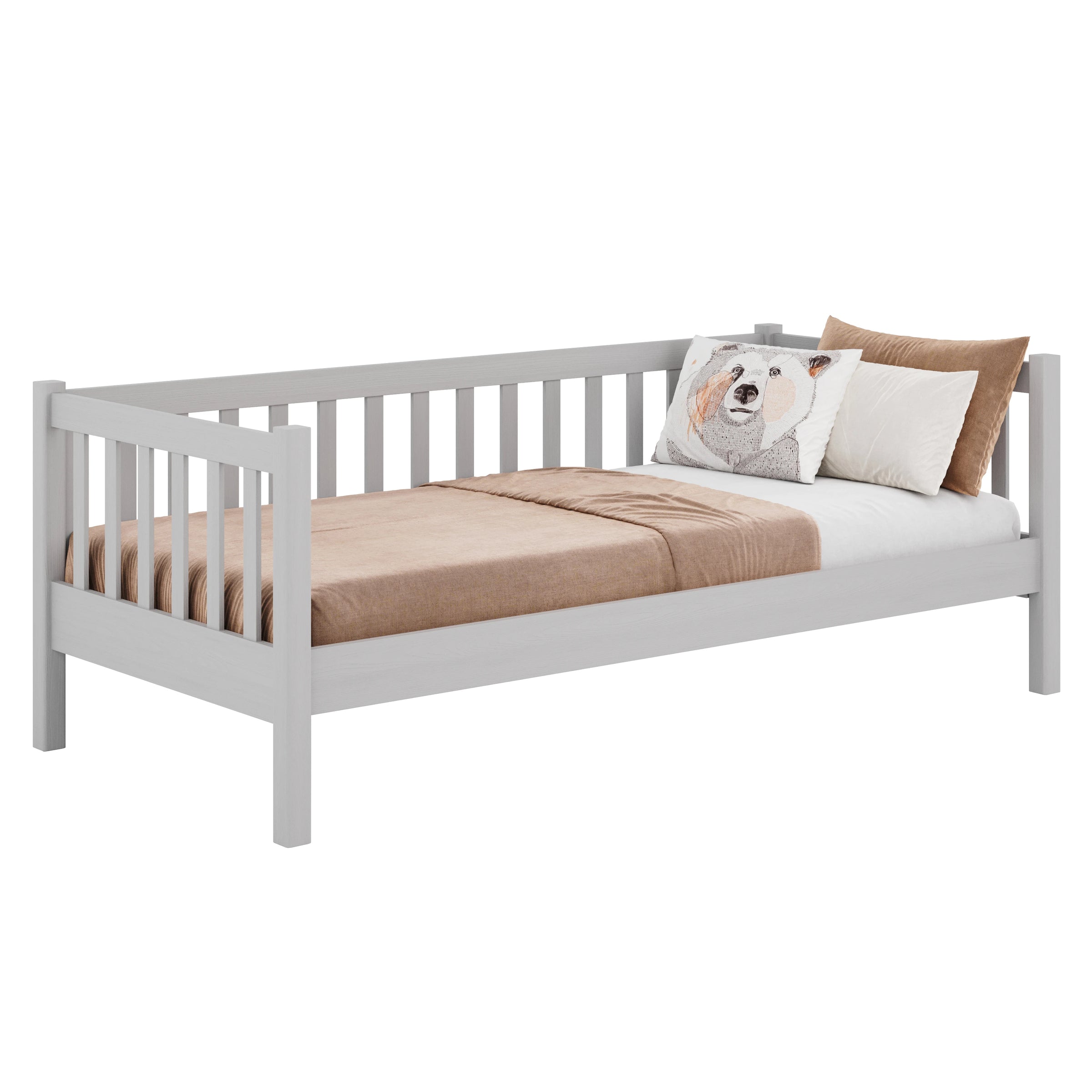 Sofa-lit en bois gris – chambre d'enfant, style scandinave Nizio