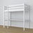 Lit mezzanine avec bureau en bois blanc – détails des assemblages et de l'échelle