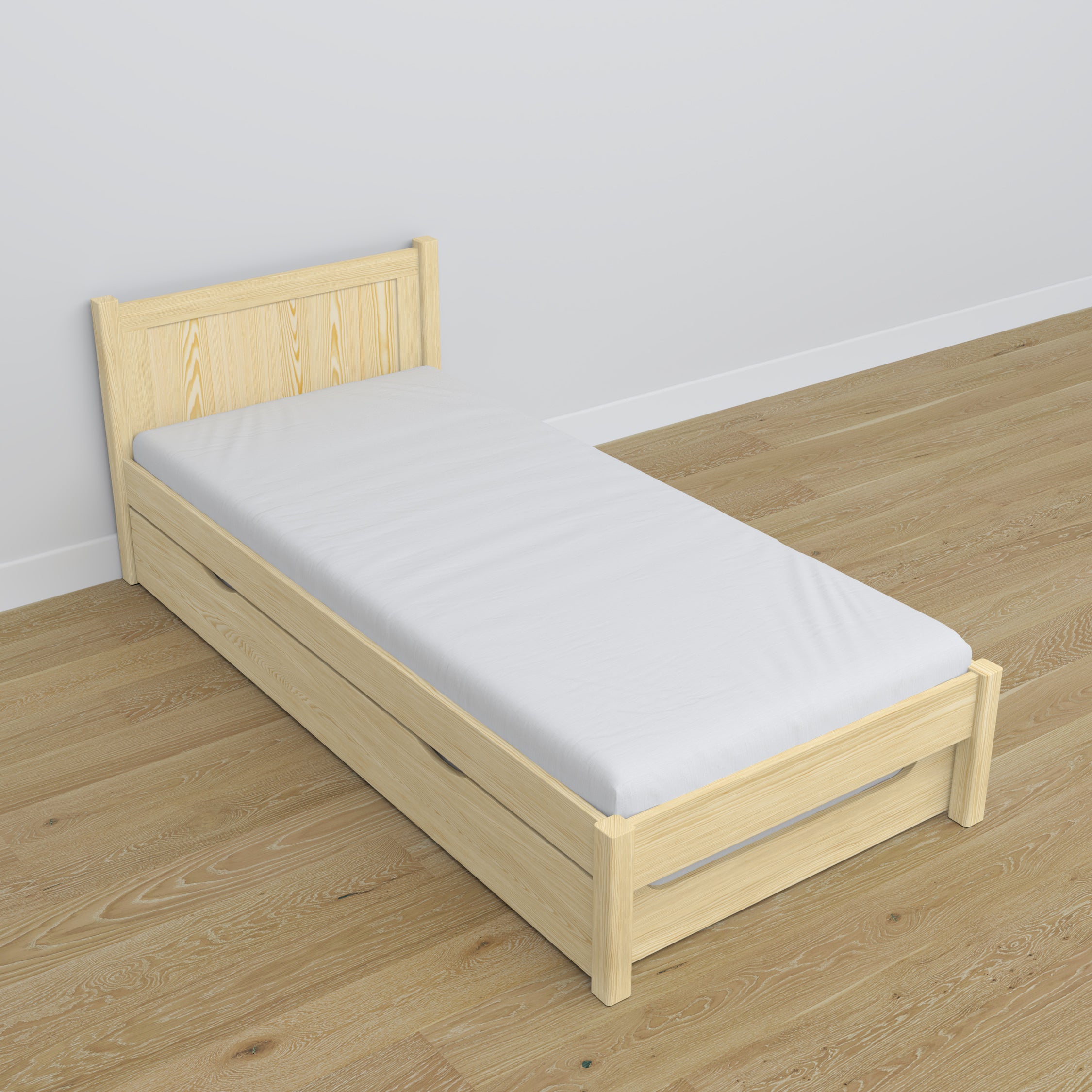Lit avec tiroir pour matelas pin incolore en bois – dimensions, Nizio