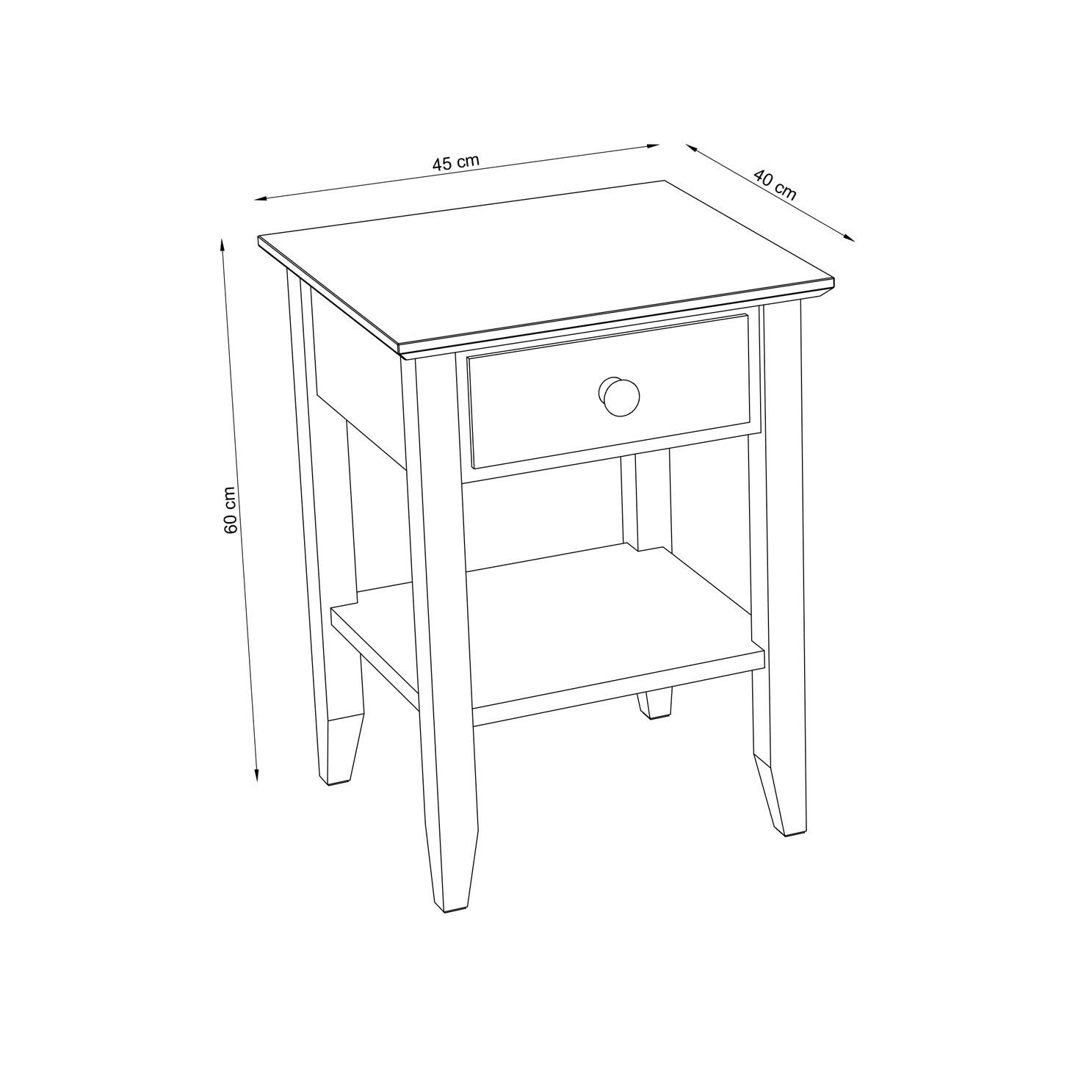 Wooden bedside table 1S N01 Scandi white