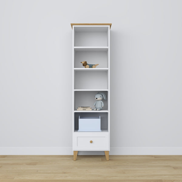 Wooden shelf 1S 57 Scandi white / oak