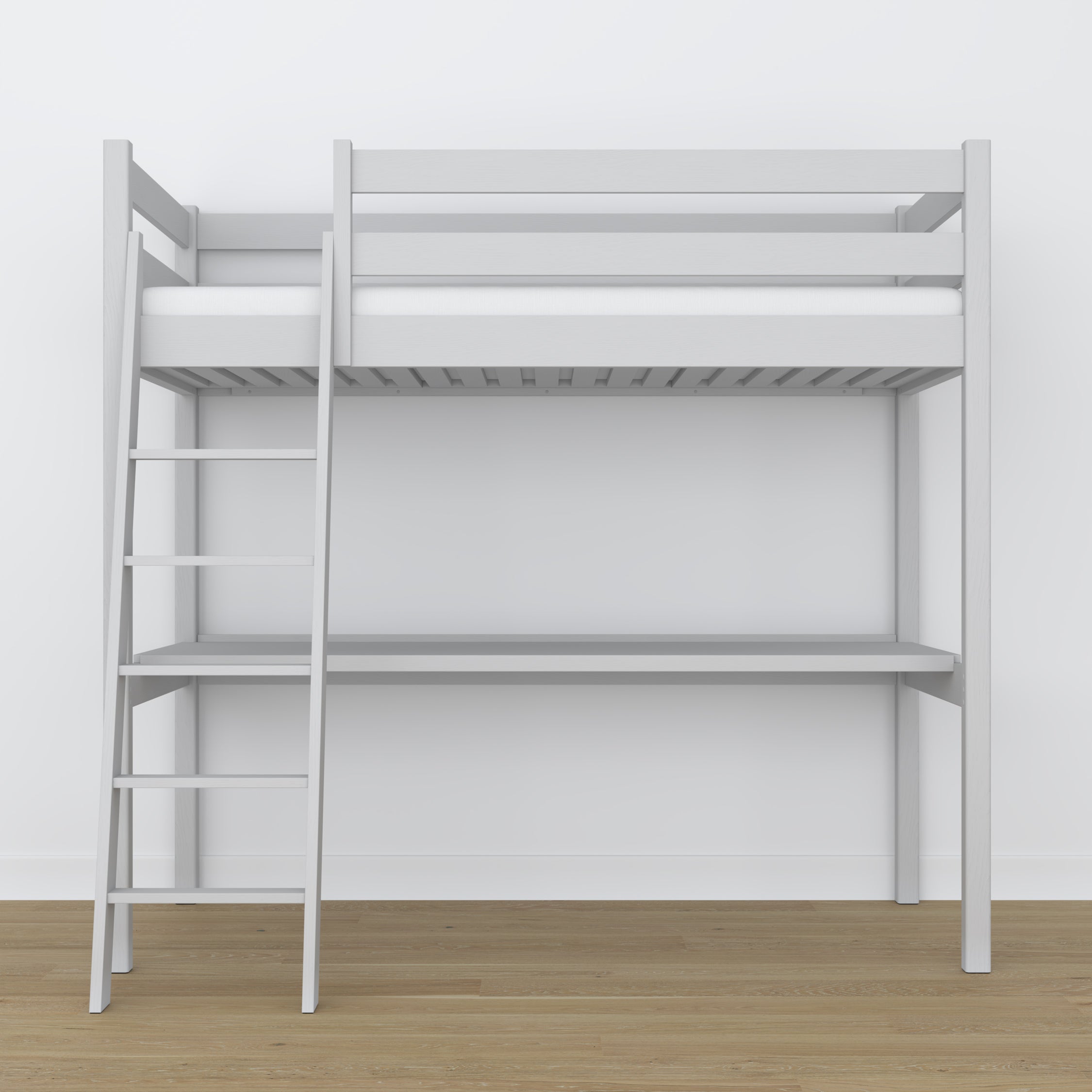 Lit mezzanine gris en bois – vue du dessus na chambre, Nizio