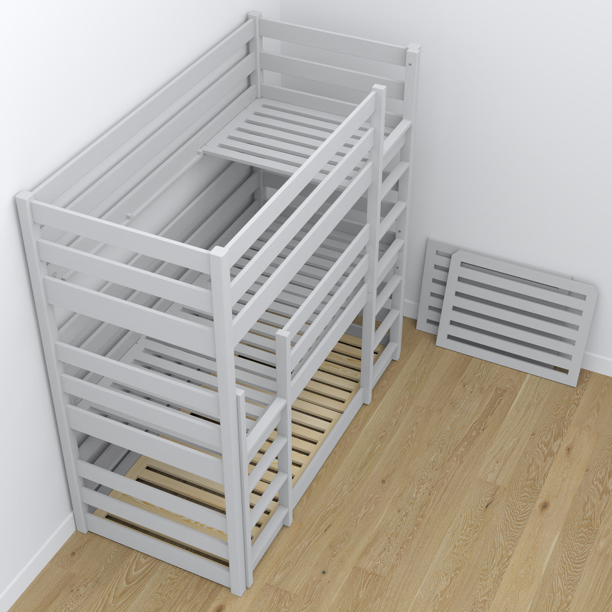 Sommier en pin pour lit superposé 3 niveaux Nizio – base durable