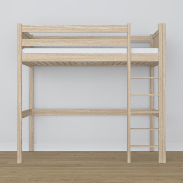 Łóżko antresolowe dąb bielony – drabinka i barierka dębowe, Nizio Home