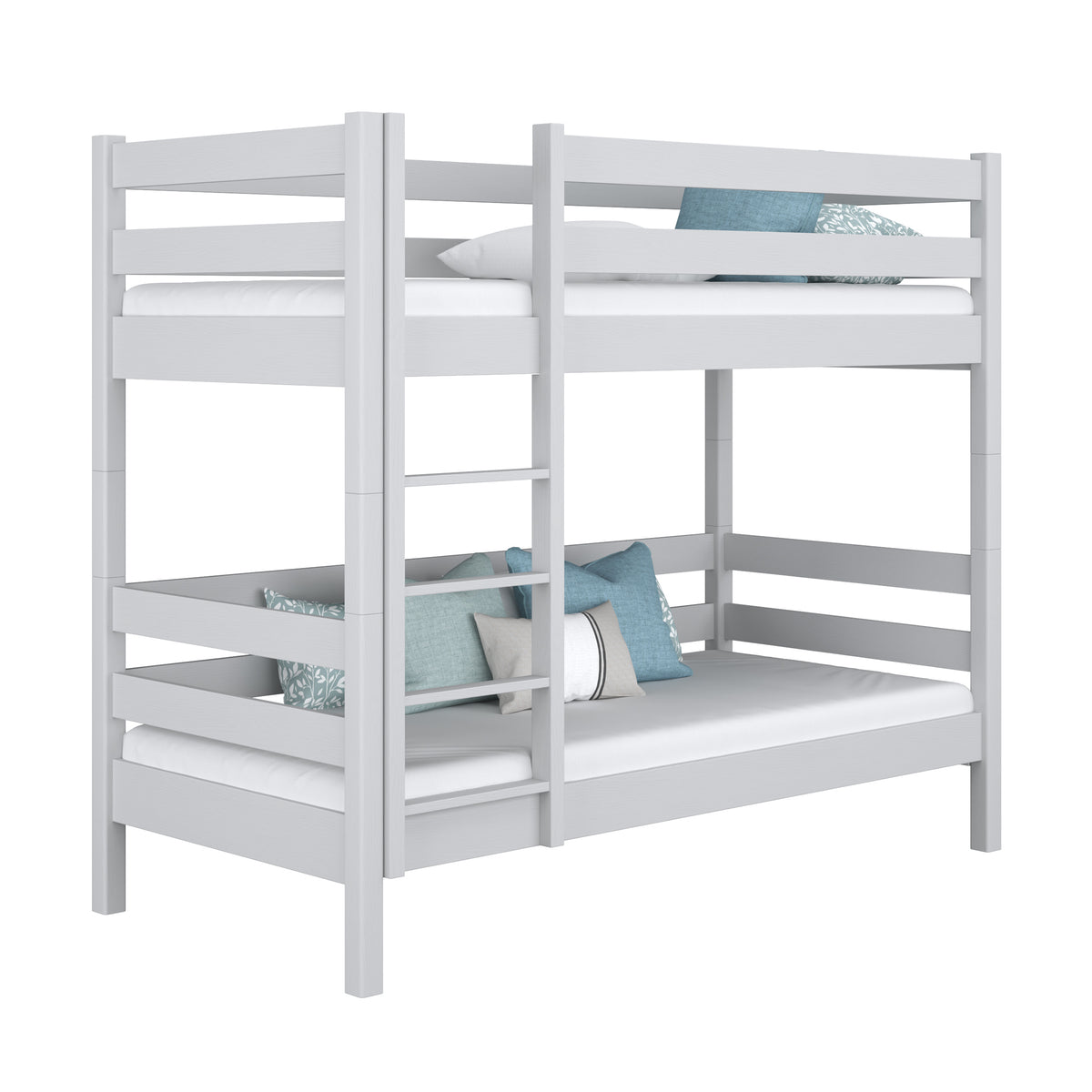 Lit superposé gris – échelle i barrière ochronna en bois, Nizio Home