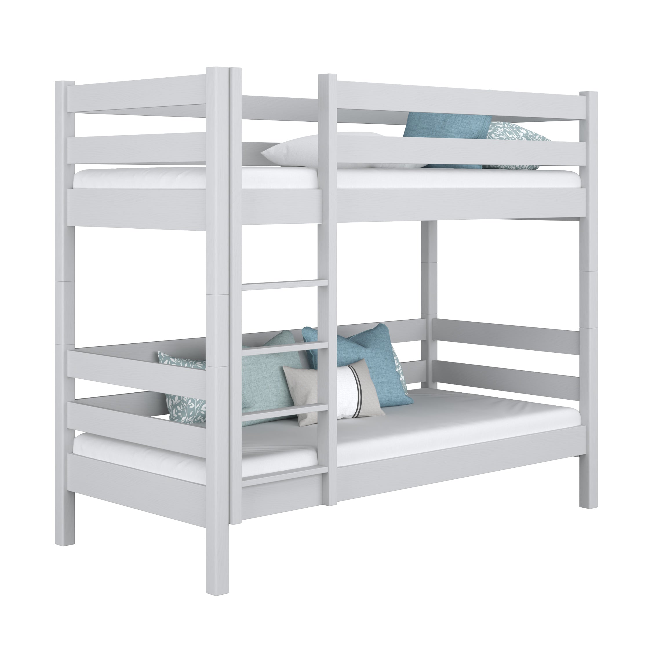 Lit superposé gris – échelle i barrière ochronna en bois, Nizio Home