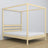 Lit double pin incolore avec baldaquin – cadre décoratif en bois, scandinave