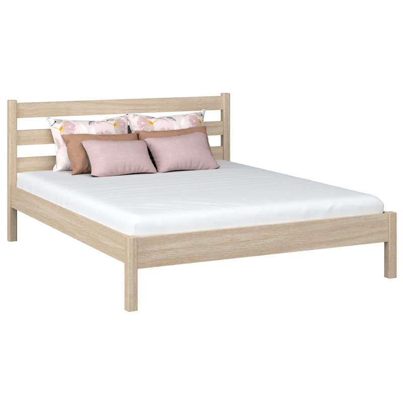En chêne lit double N01 chêne blanchi – vue générale, bois massif en chêne
