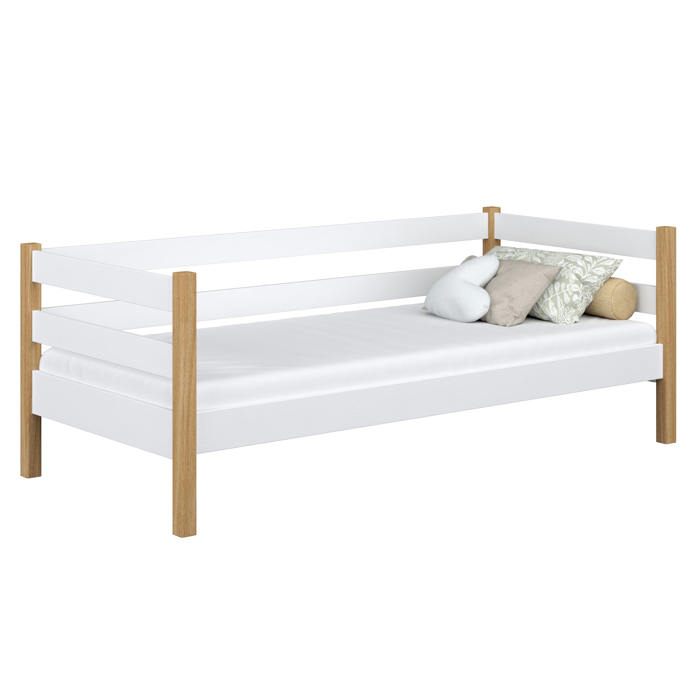 Sofa-lit en bois blanc-chêne – chambre d'enfant, style scandinave Nizio