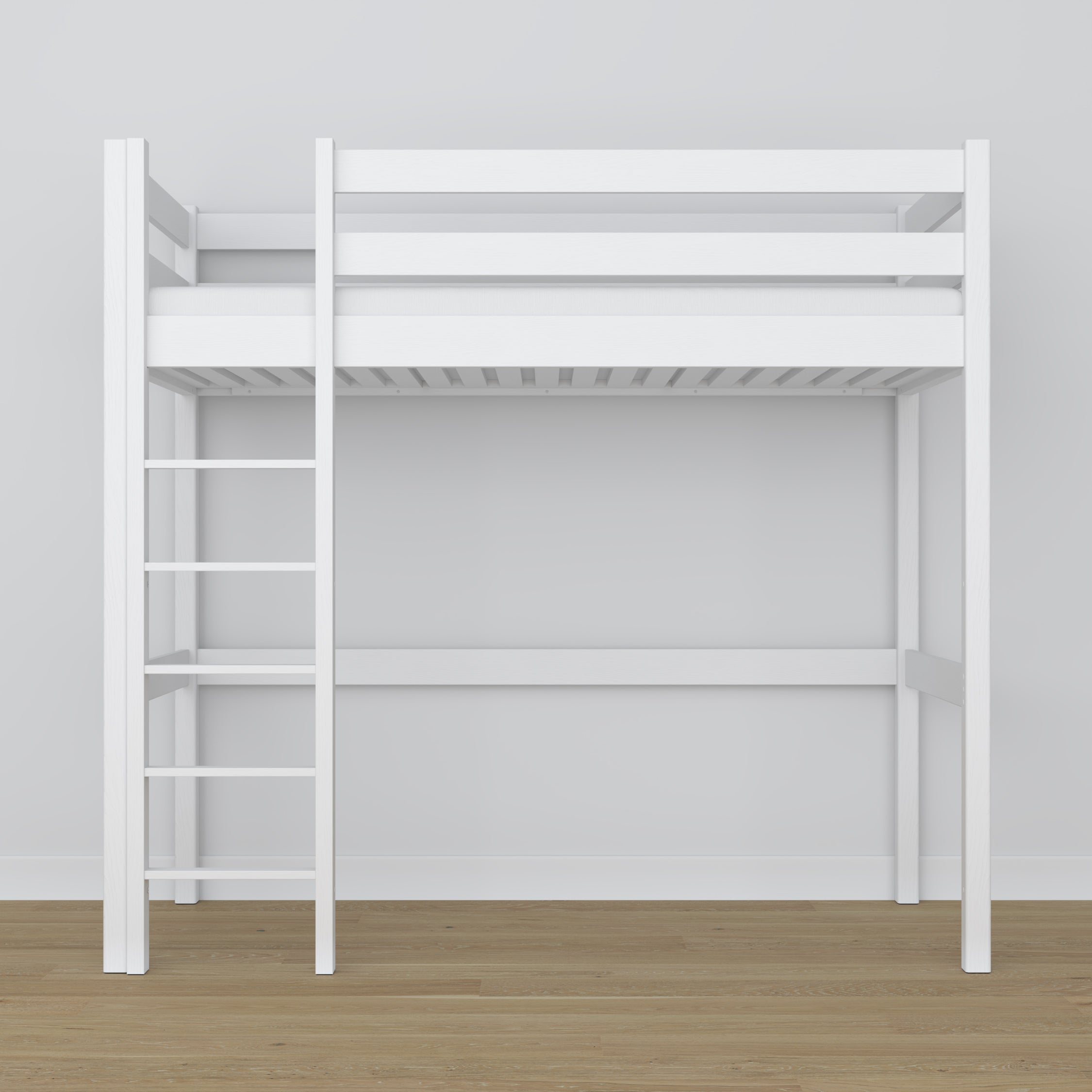 Lit mezzanine en bois blanc – détails des assemblages et de l'échelle, Nizio Home