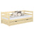 Sofa-lit en bois pin incolore – tiroir ouvert, rangement pour literie