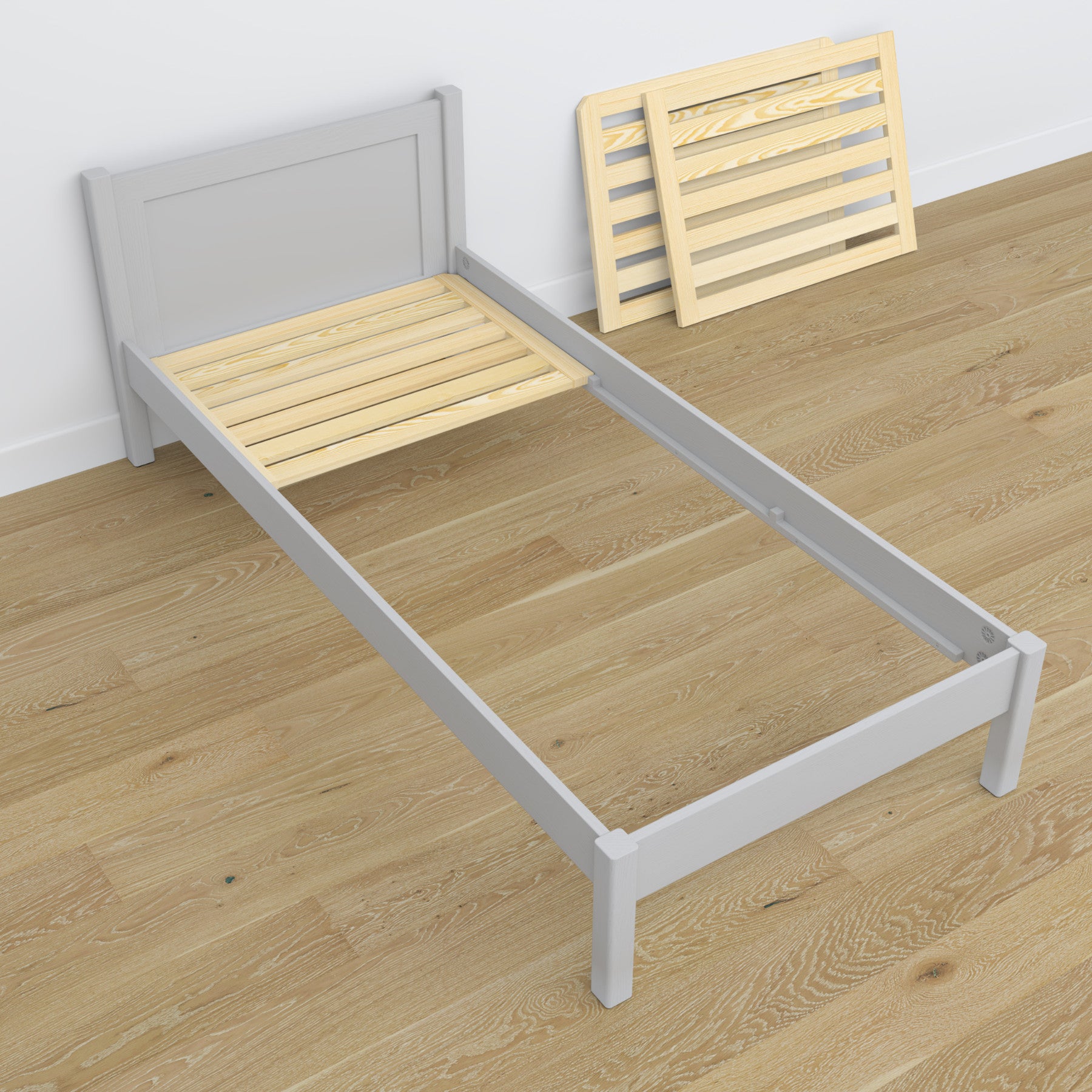 Lit avec tiroir pour matelas gris en bois – dimensions, Nizio
