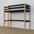 Lit mezzanine noir-chêne en bois – vue du dessus na chambre