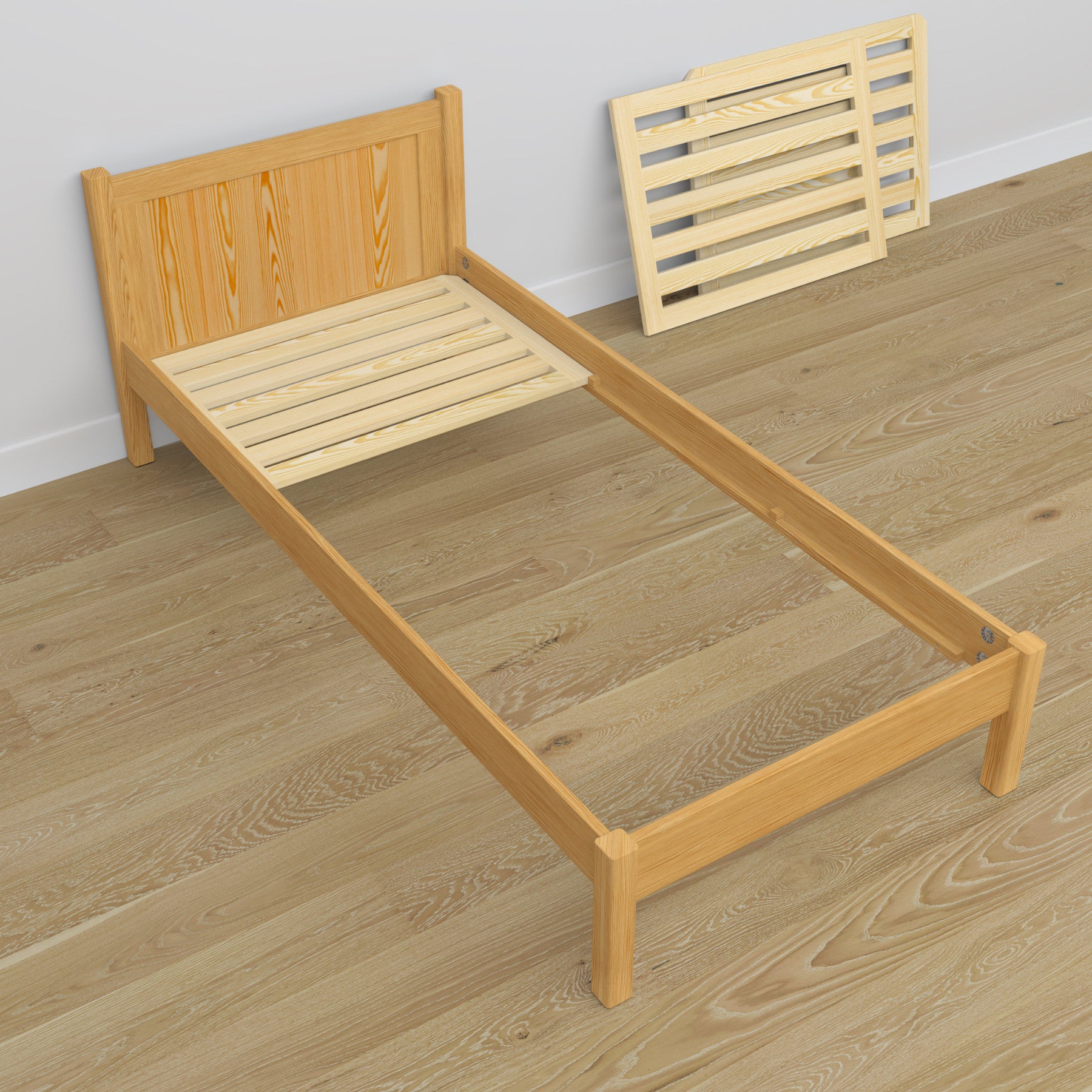 Lit avec tiroir pour matelas pin naturel en bois – dimensions, Nizio