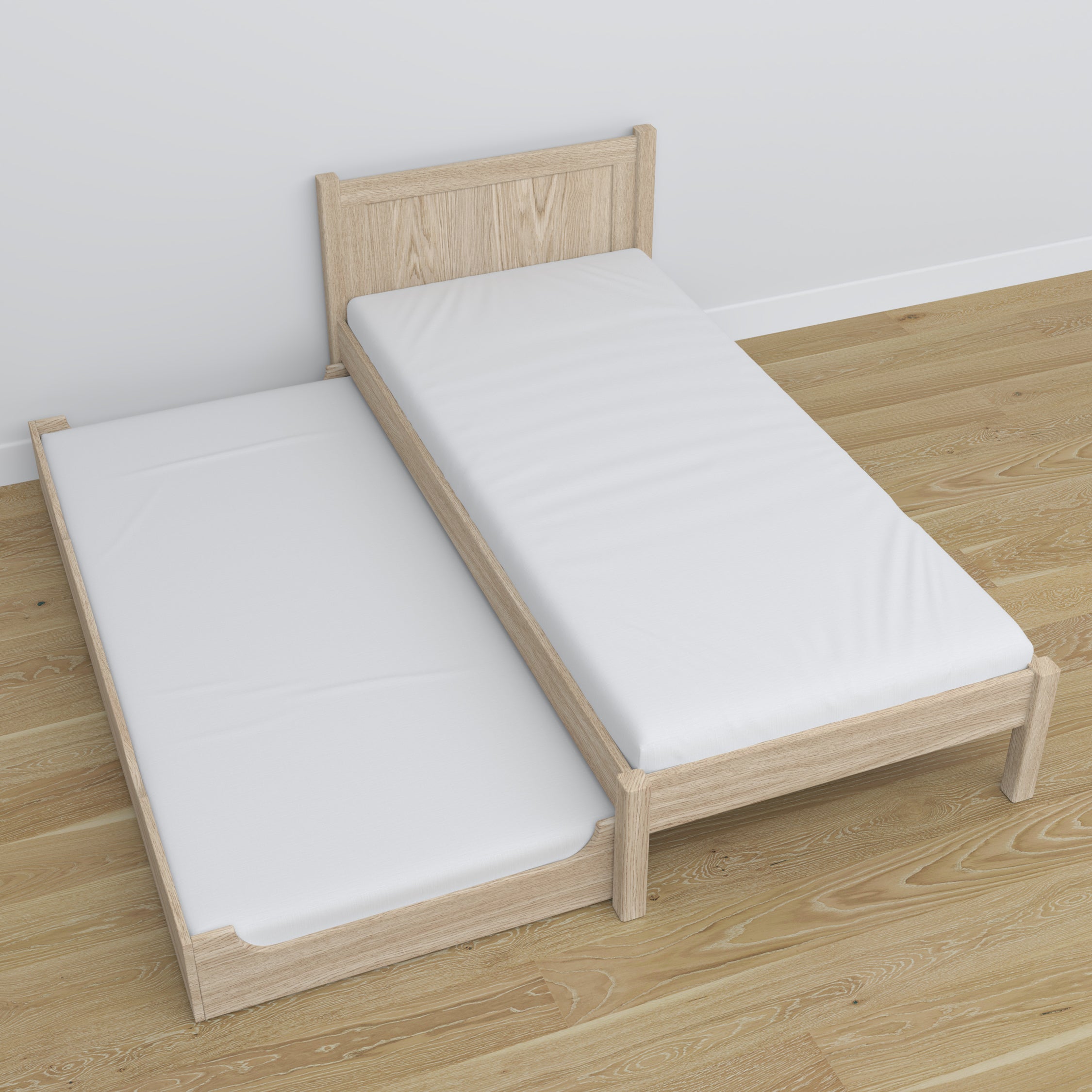 Lit avec tiroir pour matelas chêne blanchi en chêne – dimensions, Nizio