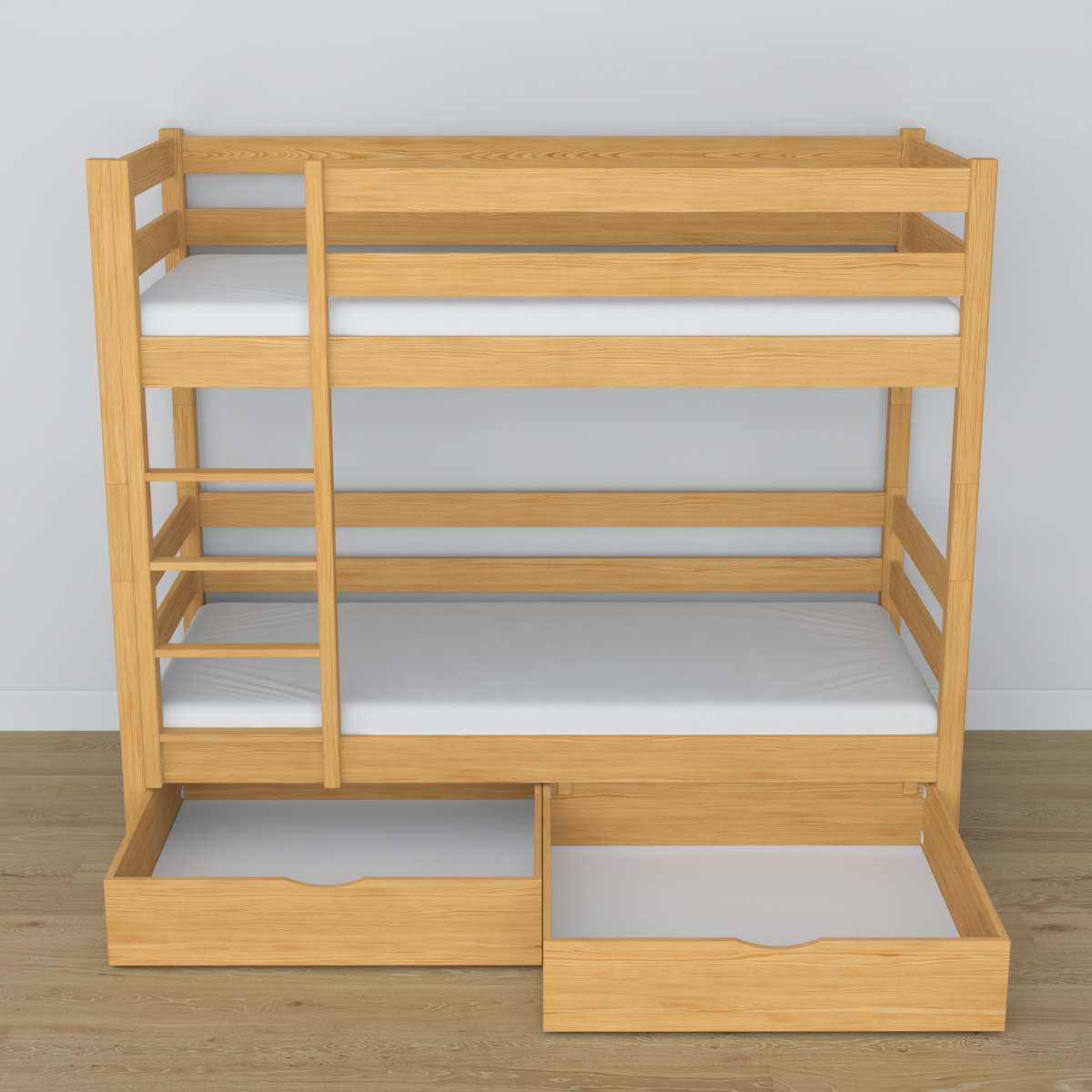 Lit superposé en bois pin naturel z tiroir – dimensions et schéma, Nizio