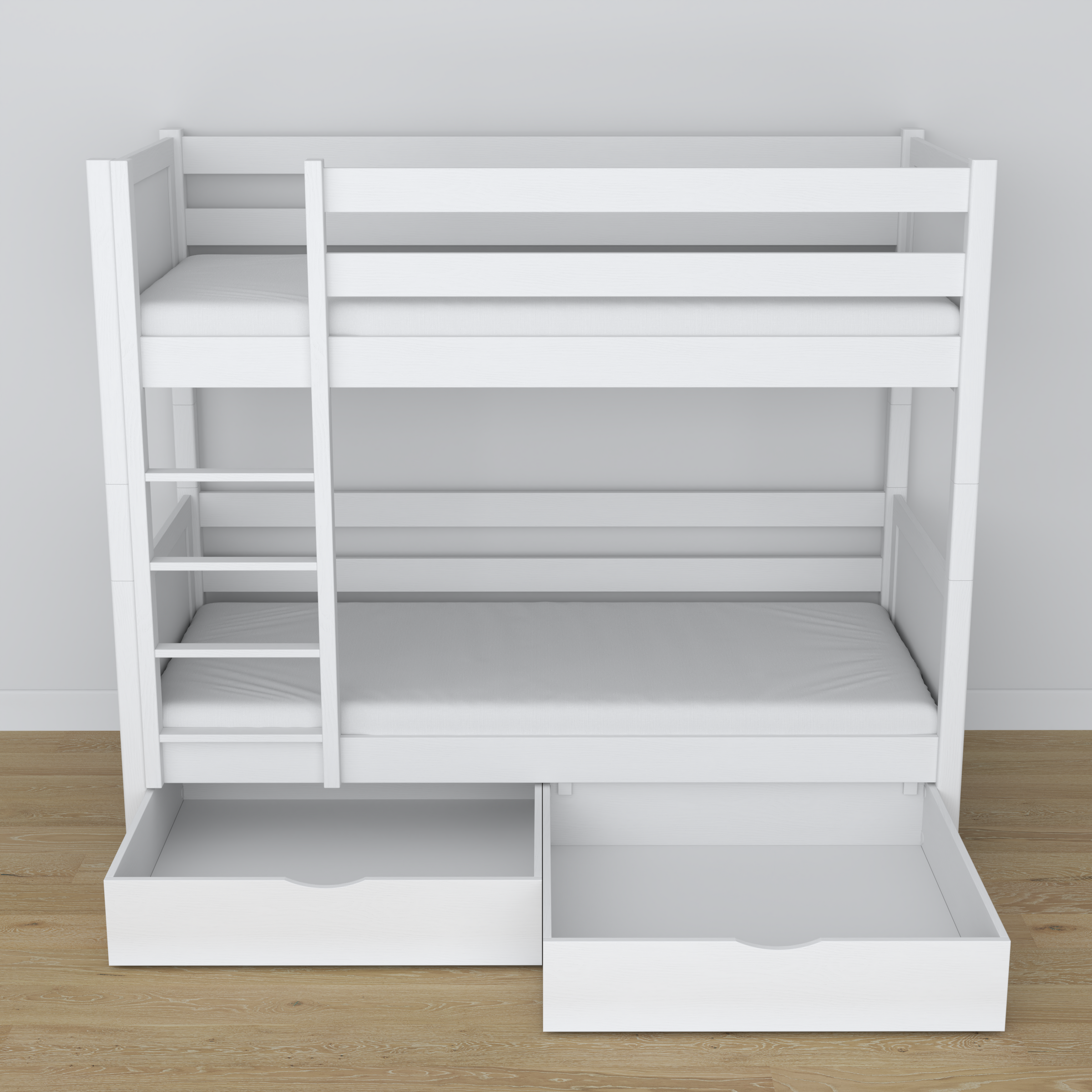Lit superposé en bois blanc z tiroir – dimensions et schéma, Nizio
