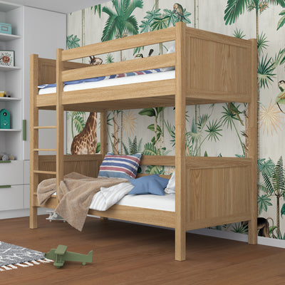 Lit superposé en chêne chêne naturel – chambre d'enfant, bois massif, style scandinave