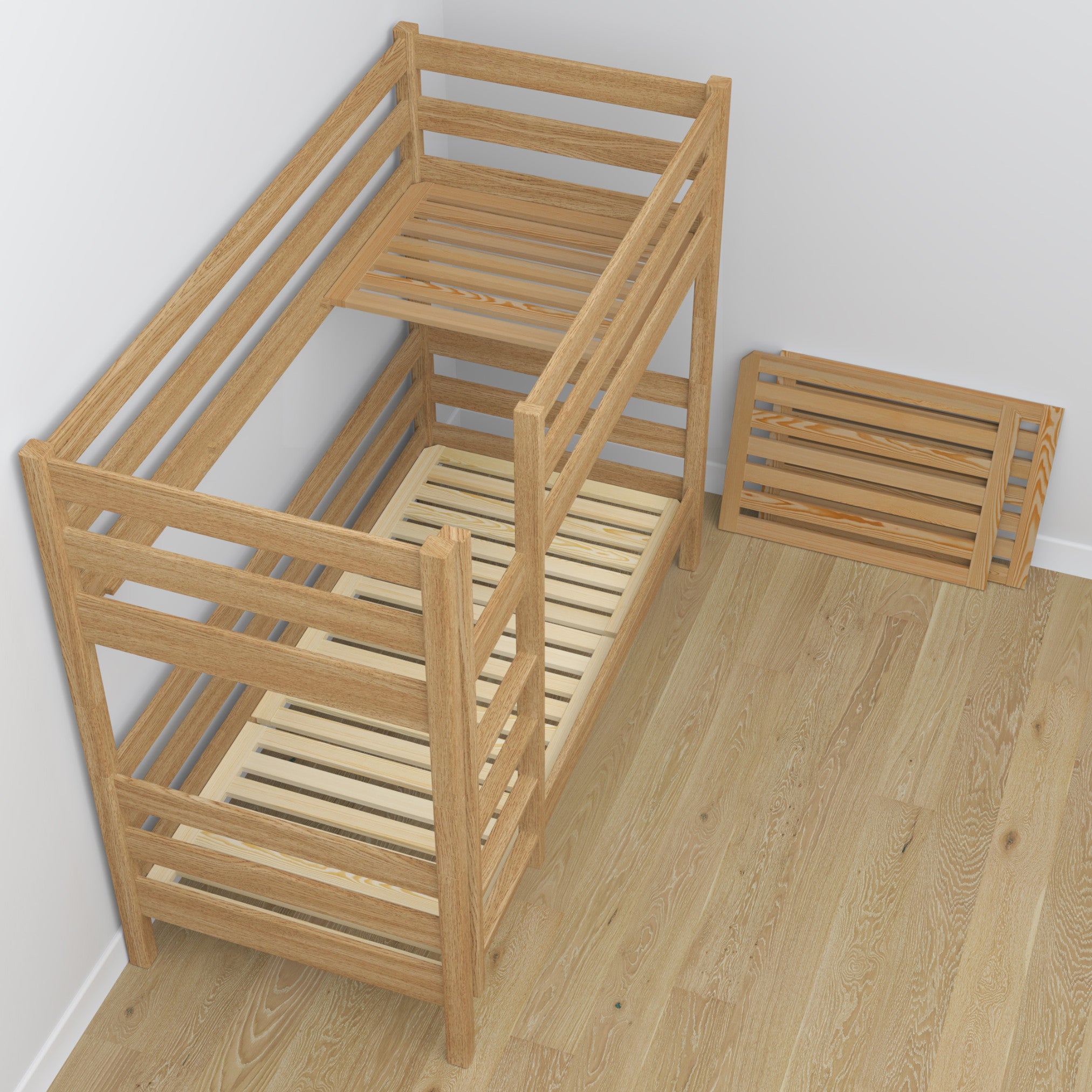 Lit superposé en chêne chêne naturel z tiroir – décoration de chambre d'enfant scandinave