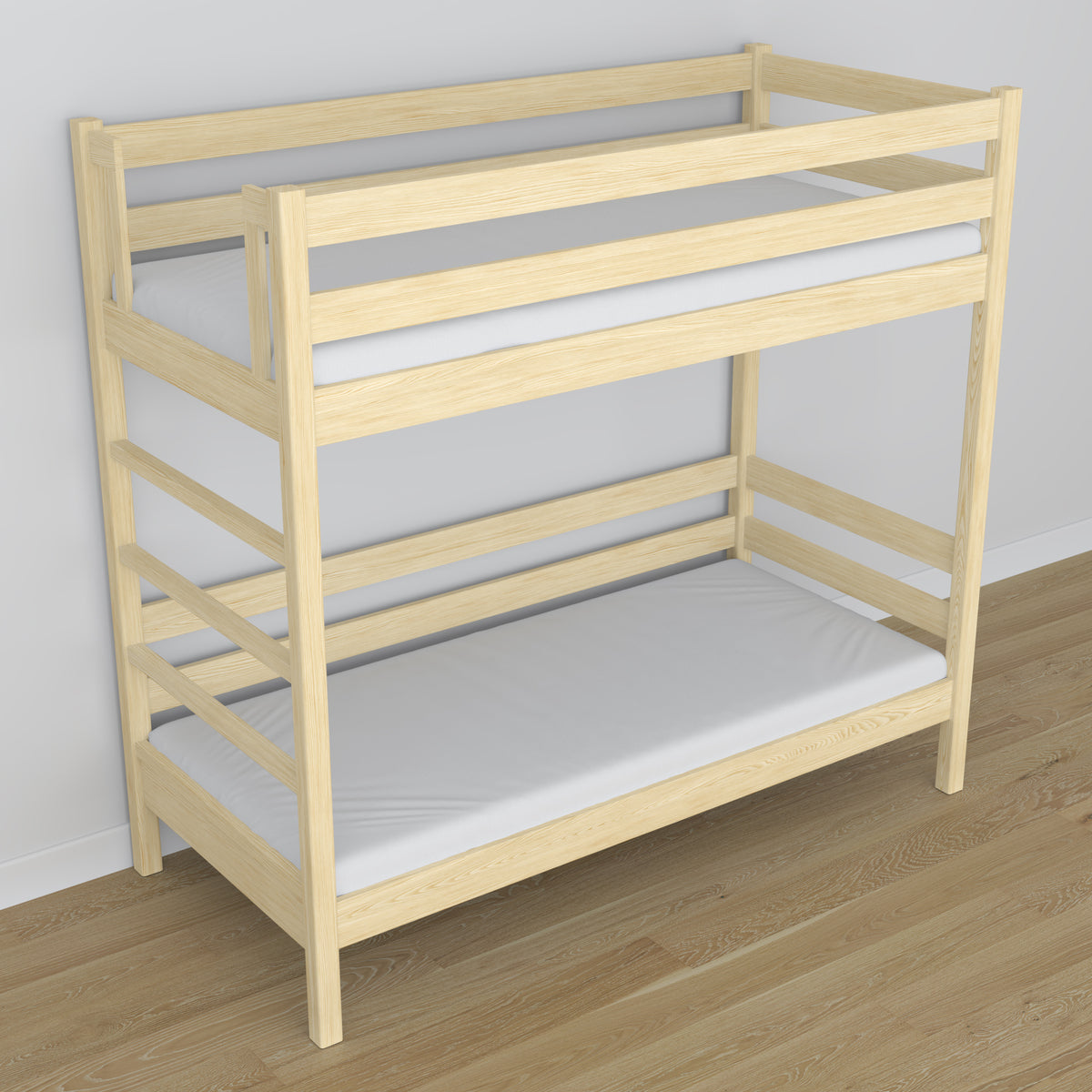 Lit superposé pin incolore en bois – vue de côté, Nizio Home