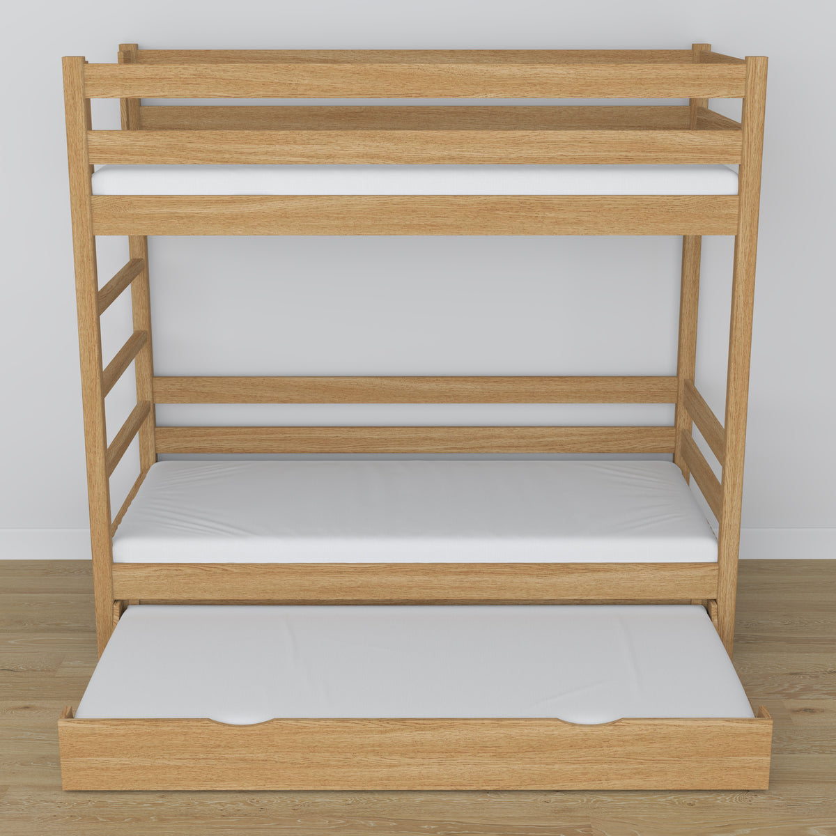 Lit superposé en chêne chêne naturel – dimensions et schéma z tiroir na matelas