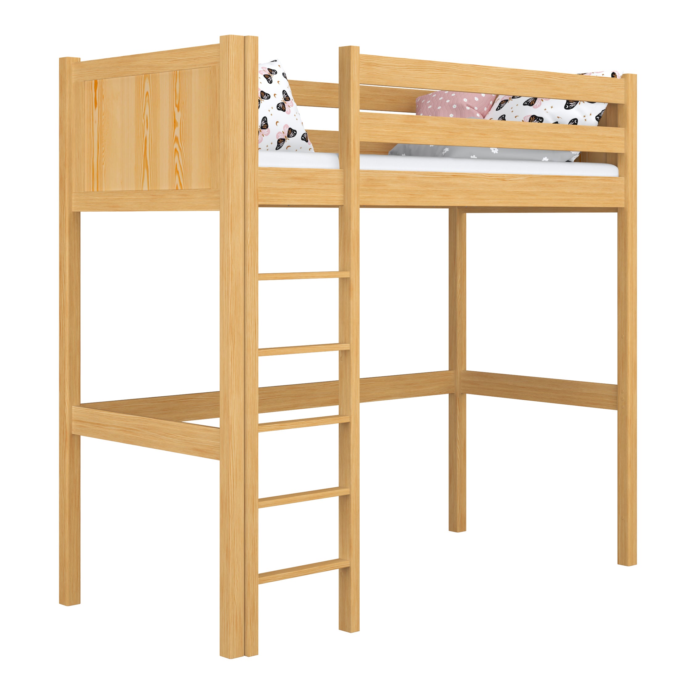 Lit mezzanine en bois pin naturel – chambre d'enfant, bois massif, style scandinave