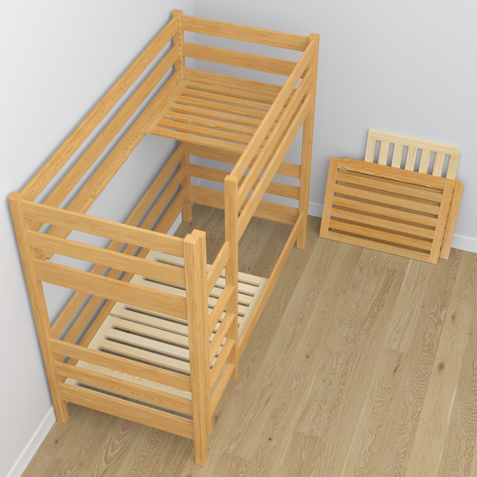 Lit superposé en bois pin naturel z tiroir – décoration de chambre d'enfant scandinave