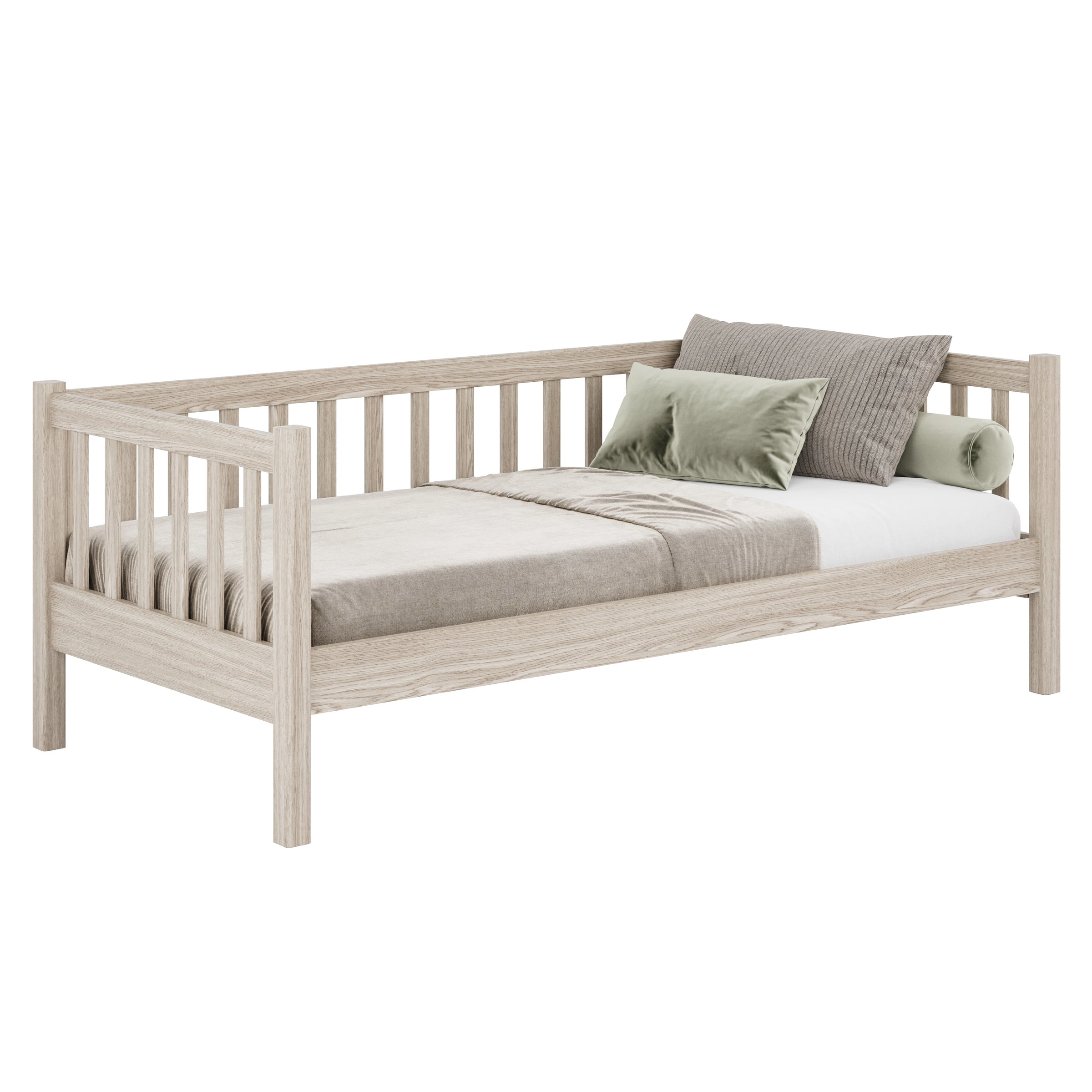 Sofa-lit en chêne chêne blanchi – vue de côté, forme et proportions du meuble