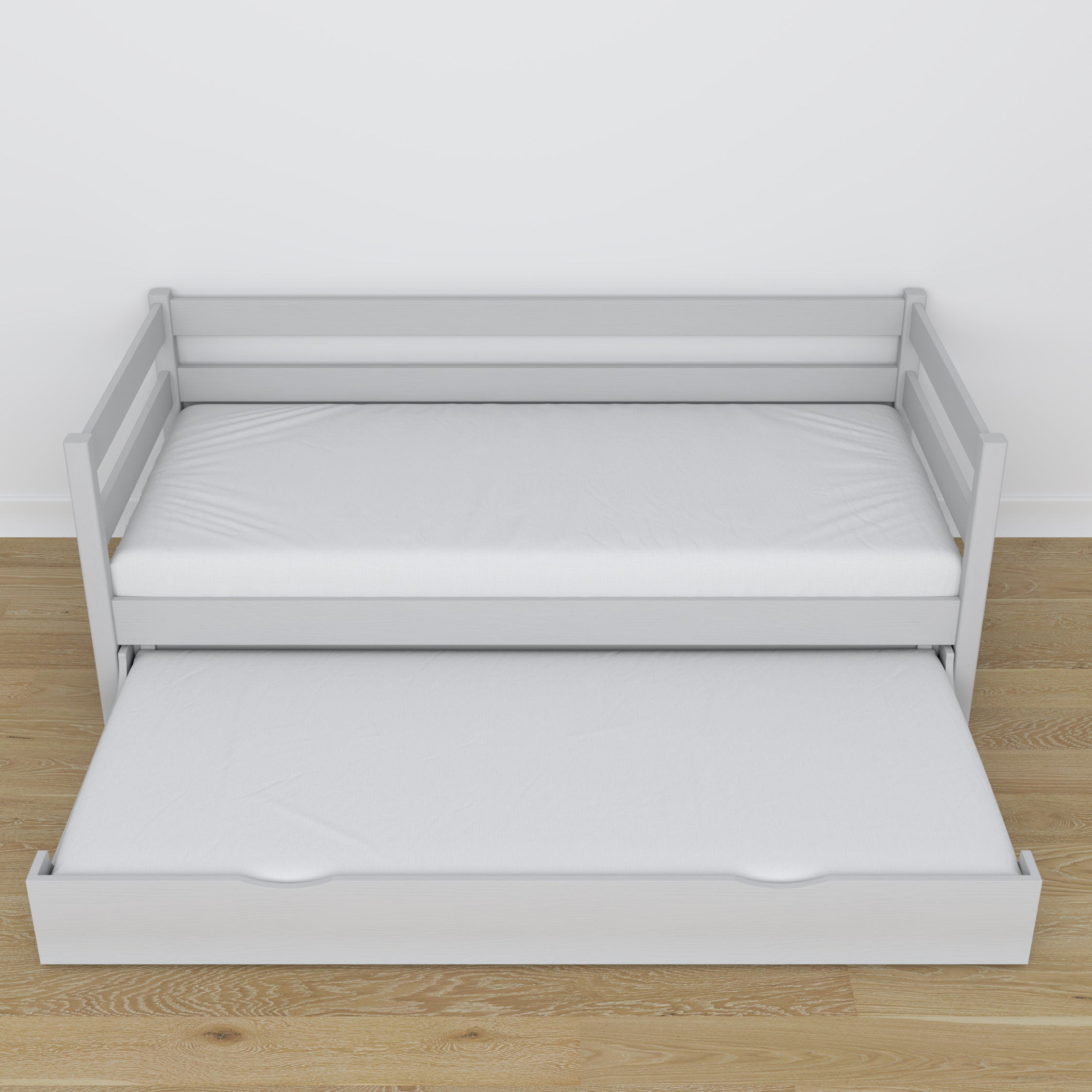 Sofa-lit avec tiroir pour matelas gris en bois – dimensions, Nizio