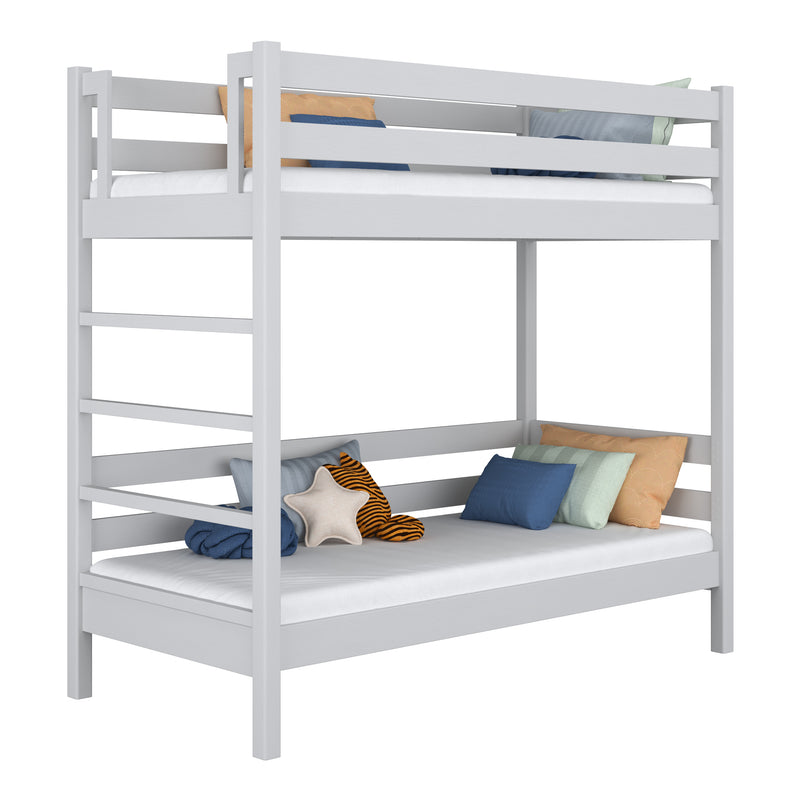 Lit superposé en bois gris – chambre d'enfant, bois massif, style scandinave