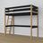 Lit mezzanine noir-chêne en bois – vue du dessus na chambre