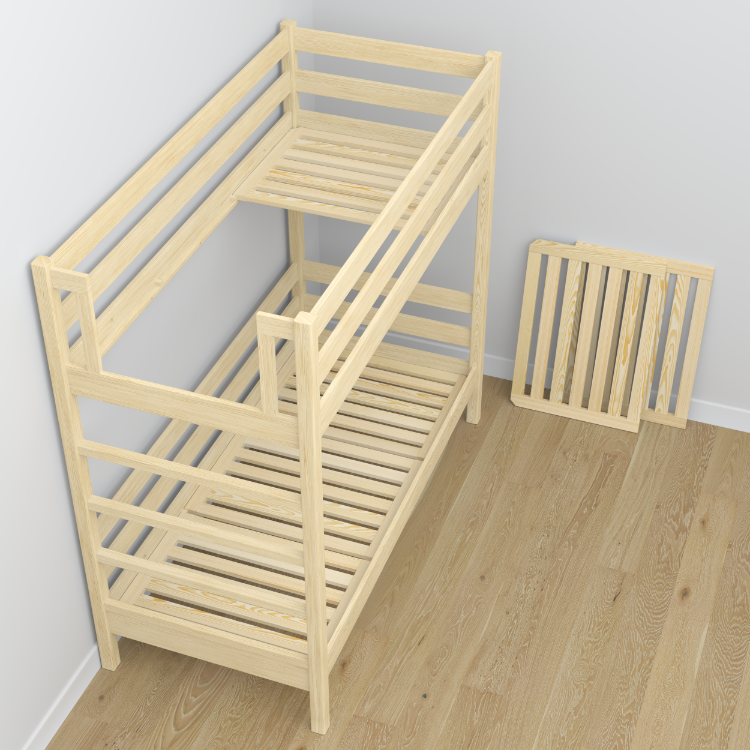 Lit superposé pin incolore en bois – dimensions et schéma, Nizio