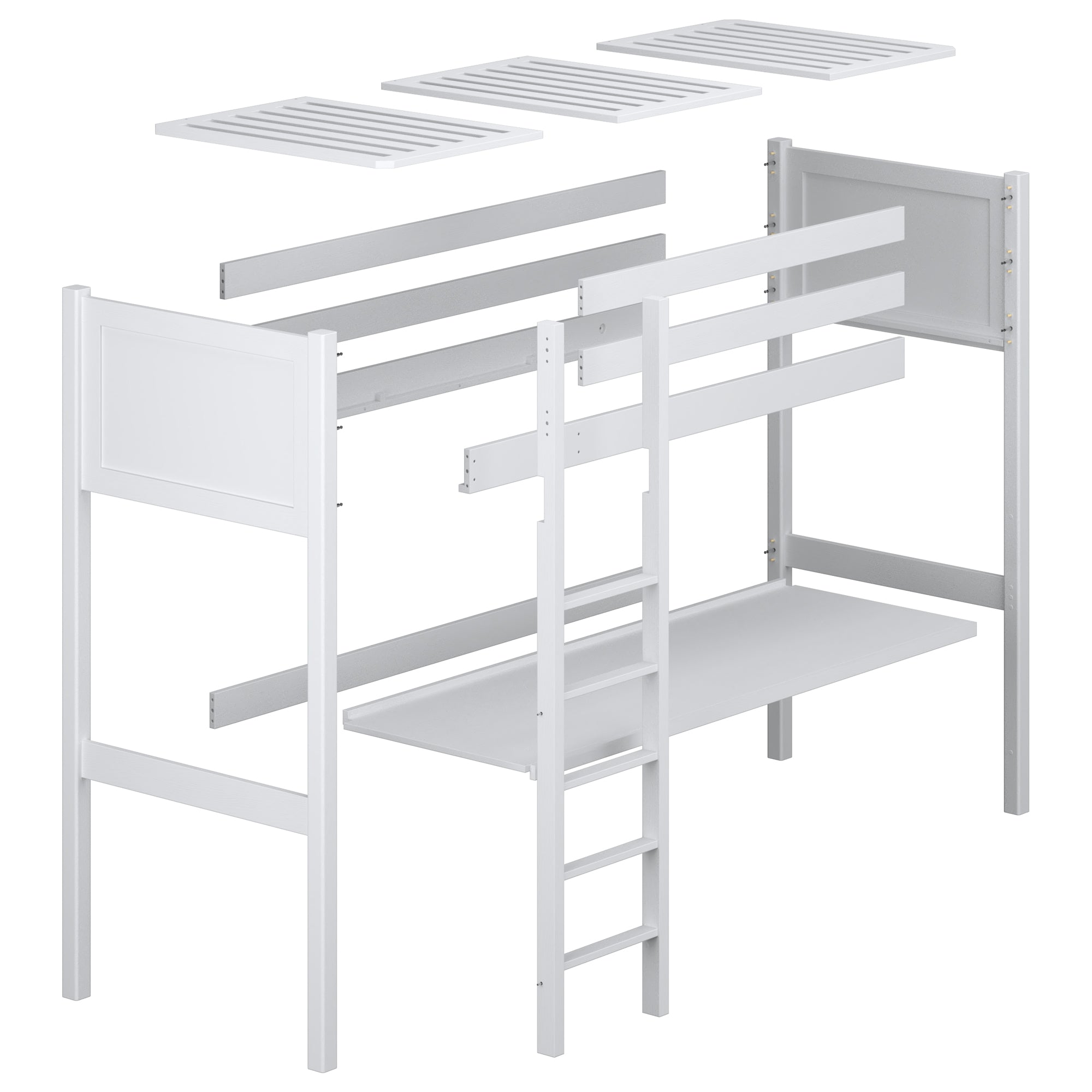 Lit mezzanine avec bureau gris en bois – dimensions, Nizio Home