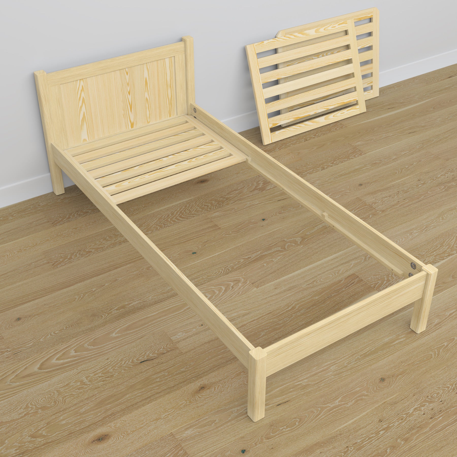 Lit avec tiroir pour matelas pin incolore en bois – dimensions, Nizio