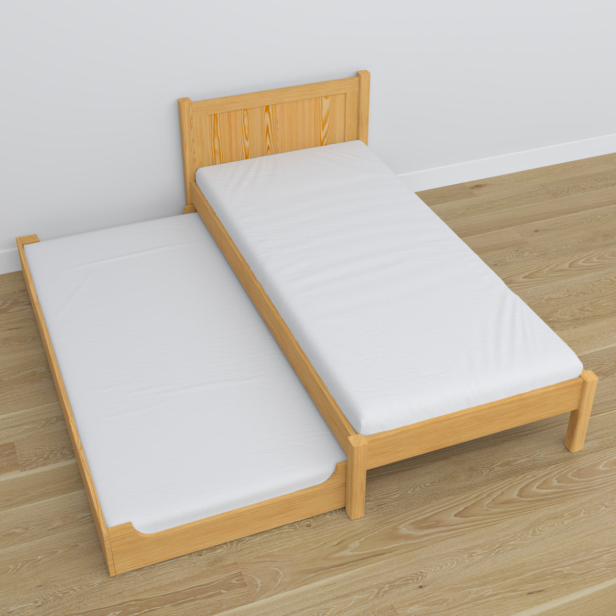 Lit avec tiroir pour matelas pin naturel en bois – dimensions, Nizio