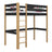 Lit mezzanine en bois noir-chêne – chambre d'enfant, bois massif, style scandinave