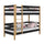 Drewniane łóżko piętrowe N01 czarno dębowy – widok ogólny, lite drewno