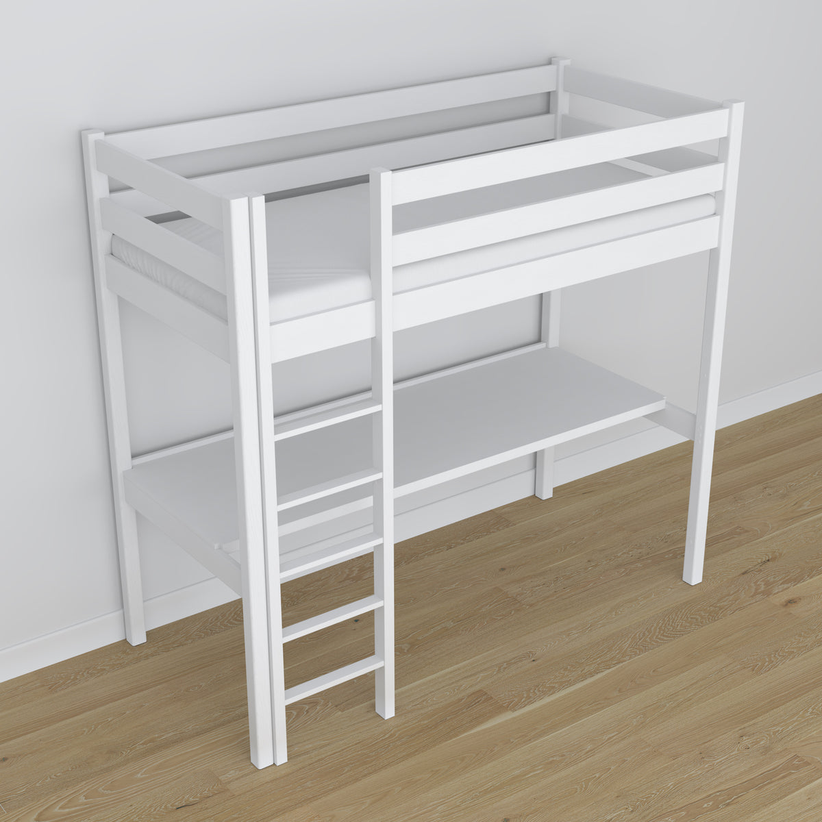 Lit mezzanine avec bureau blanc en bois – dimensions, Nizio Home
