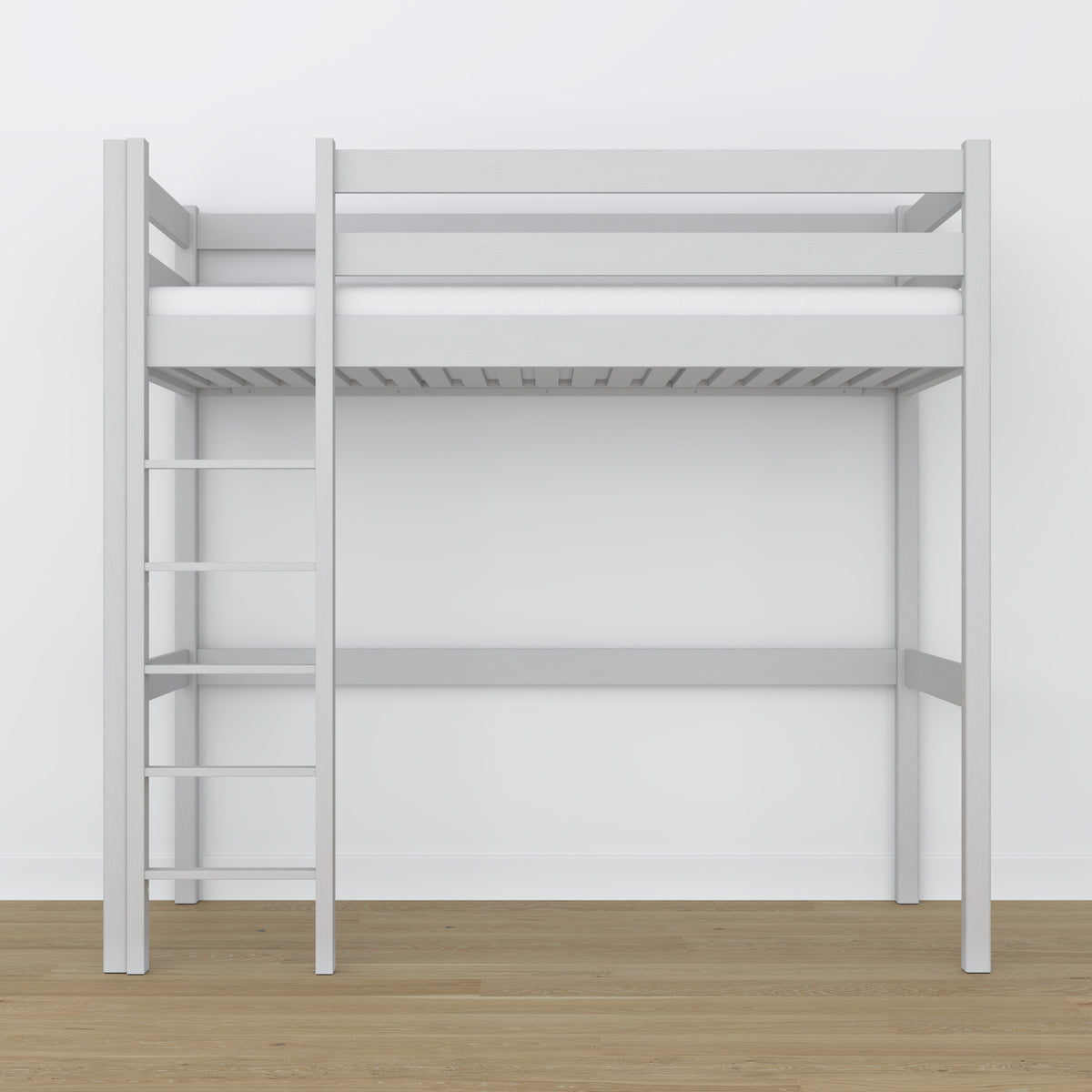 Lit mezzanine gris en bois – vue du dessus na chambre