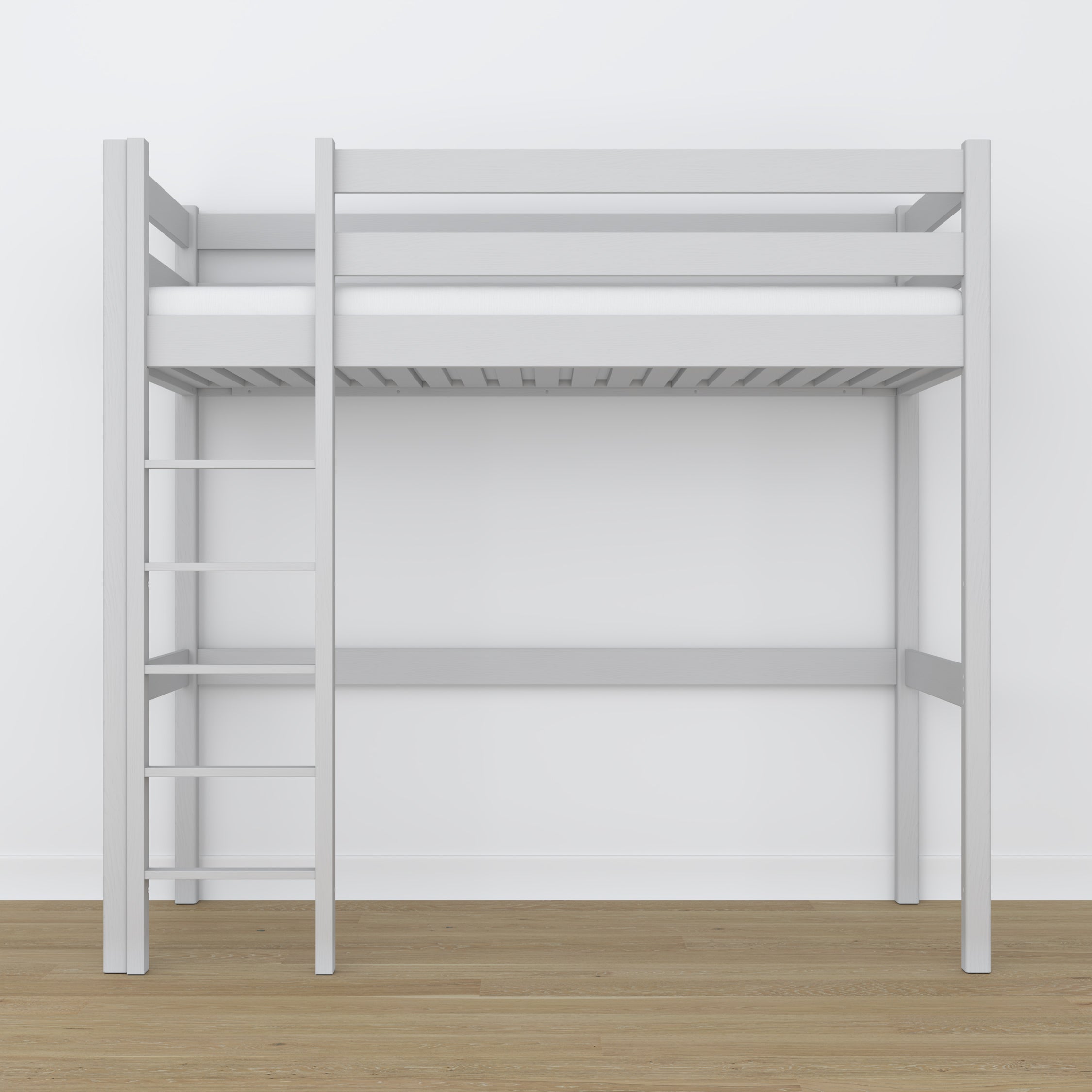 Lit mezzanine gris en bois – vue du dessus na chambre