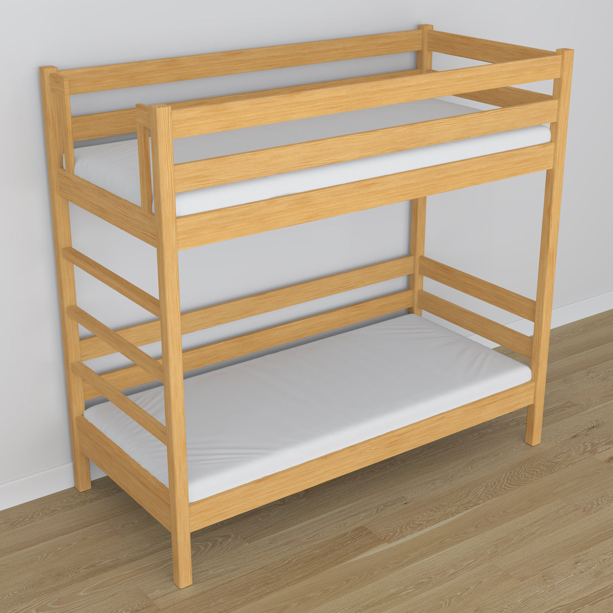 Lit superposé pin naturel en bois – vue de côté, Nizio Home