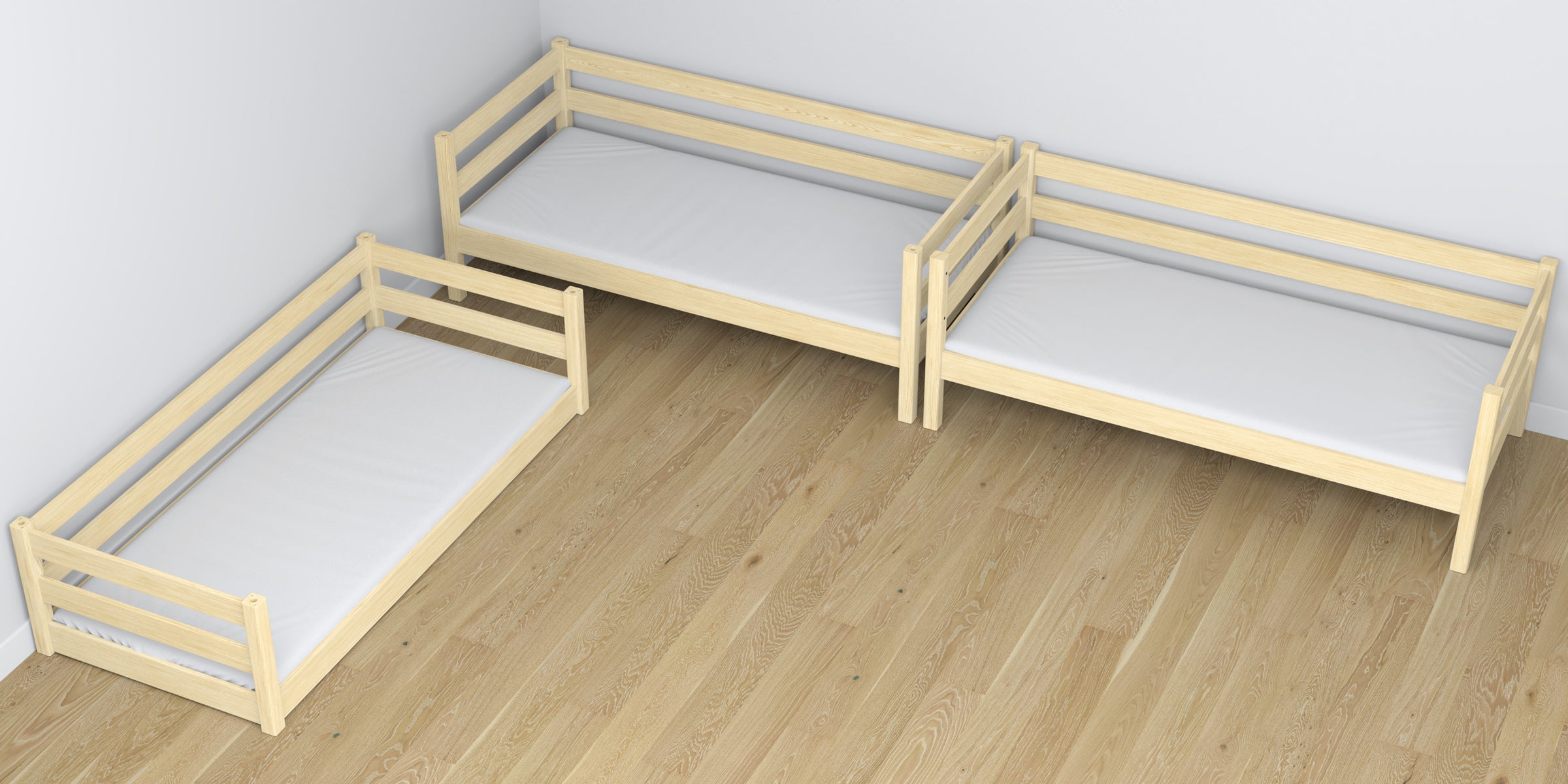 Lit superposé 3 niveaux en bois pin incolore – gros plan na assemblages i détails konstrukcji