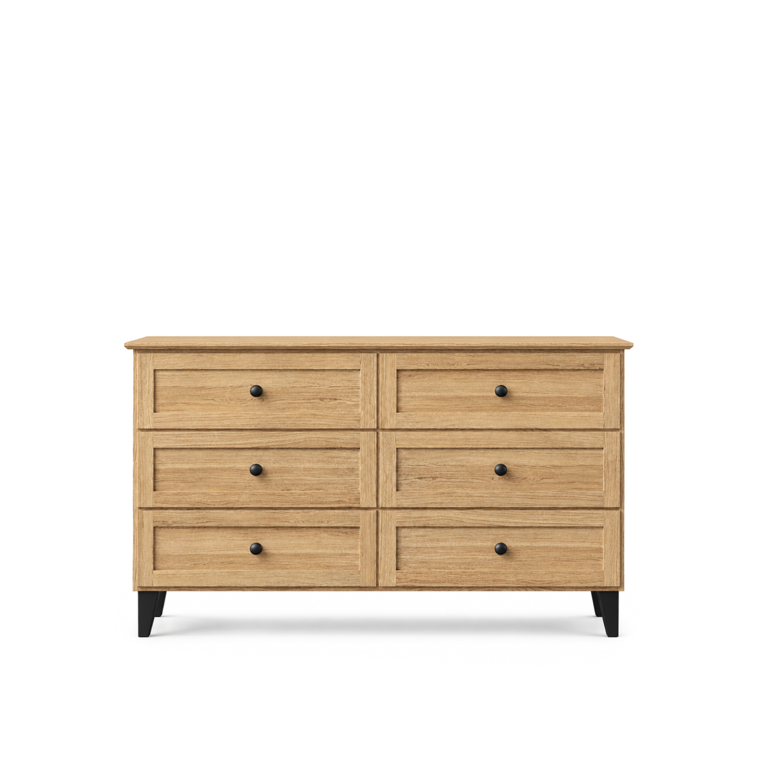 Commode z 6 tiroirmi en chêne chêne naturel avec noir 154 cm – chambre, style scandinave